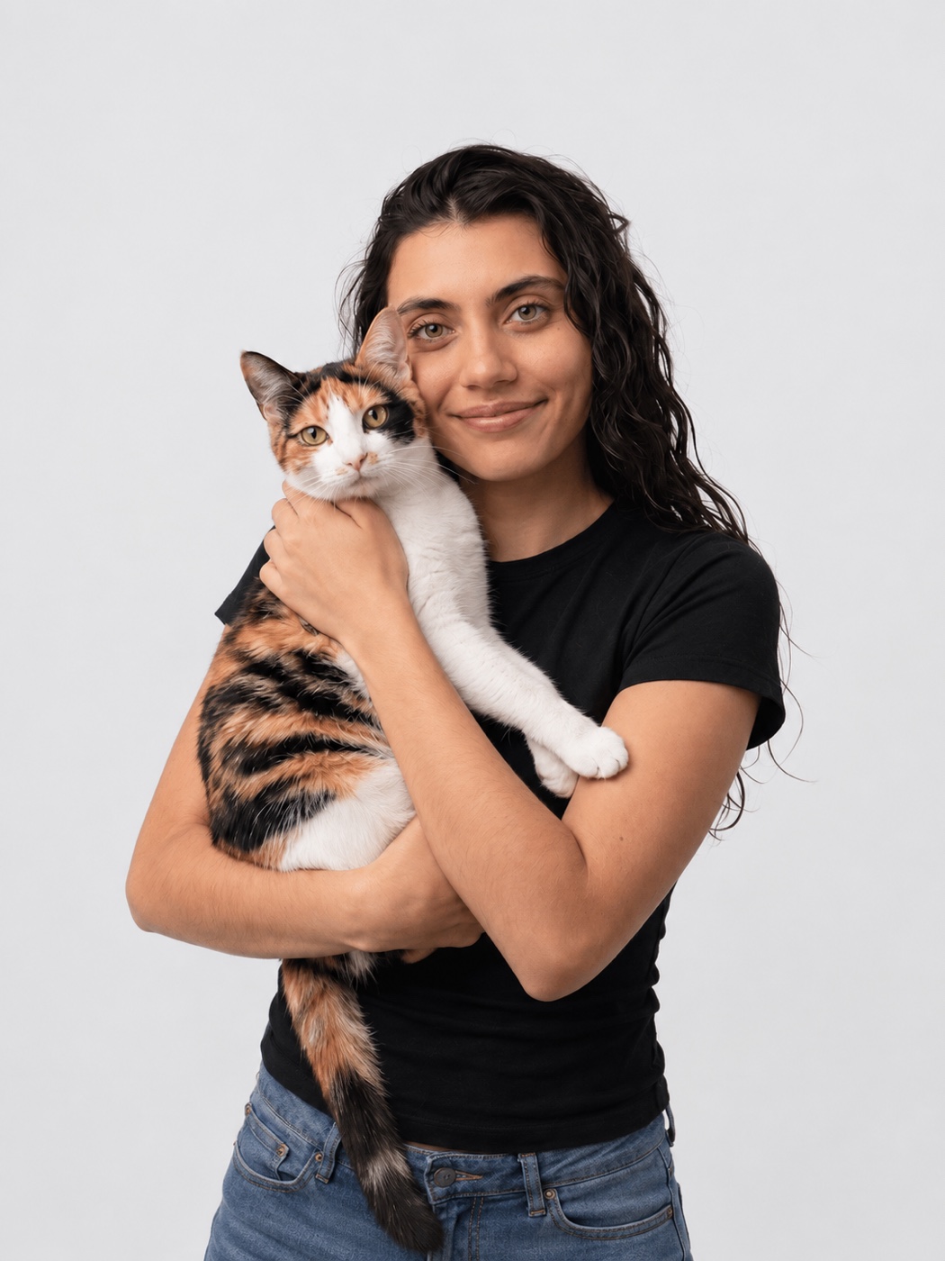 Raquel Pravia with her cat